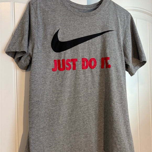 Nike Other - Nike Gray T-Shirt with Black Swoosh and Red Text